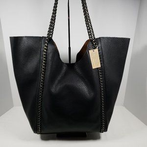 Street Level Chain Hobo Tote - Black